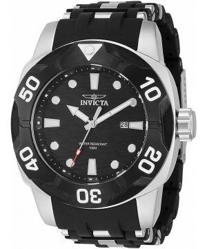 Invicta Sea Spider rostfritt stål och polyuretanarmband Black Dial Quartz 44116 100M herrklocka