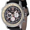 Invicta Ocean Voyage Chronograph Läderrem Black Dial Quartz Diver&#39,s 47255 200M herrklocka