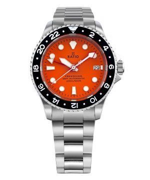 Ratio FreeDiver GMT Series Safir Rostfritt Stål Orange Urtavla Automatisk RTF055 200M Herrklocka