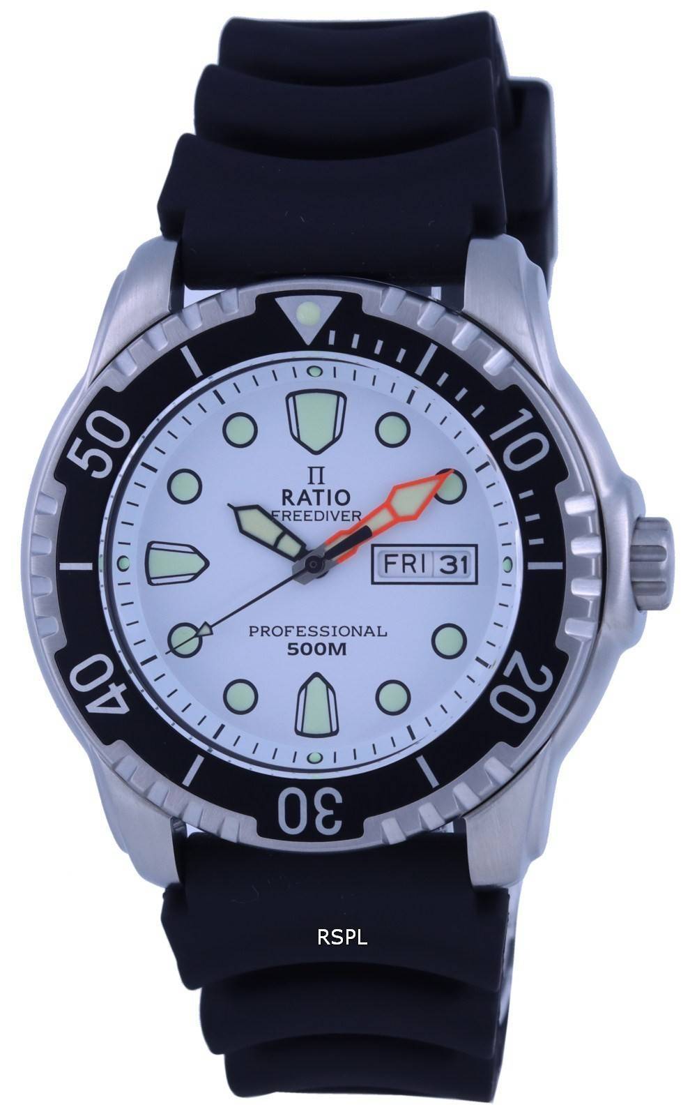 Ratio FreeDiver White Dial PU-rem Quartz 48HA90-02-WHT 500M herrklocka