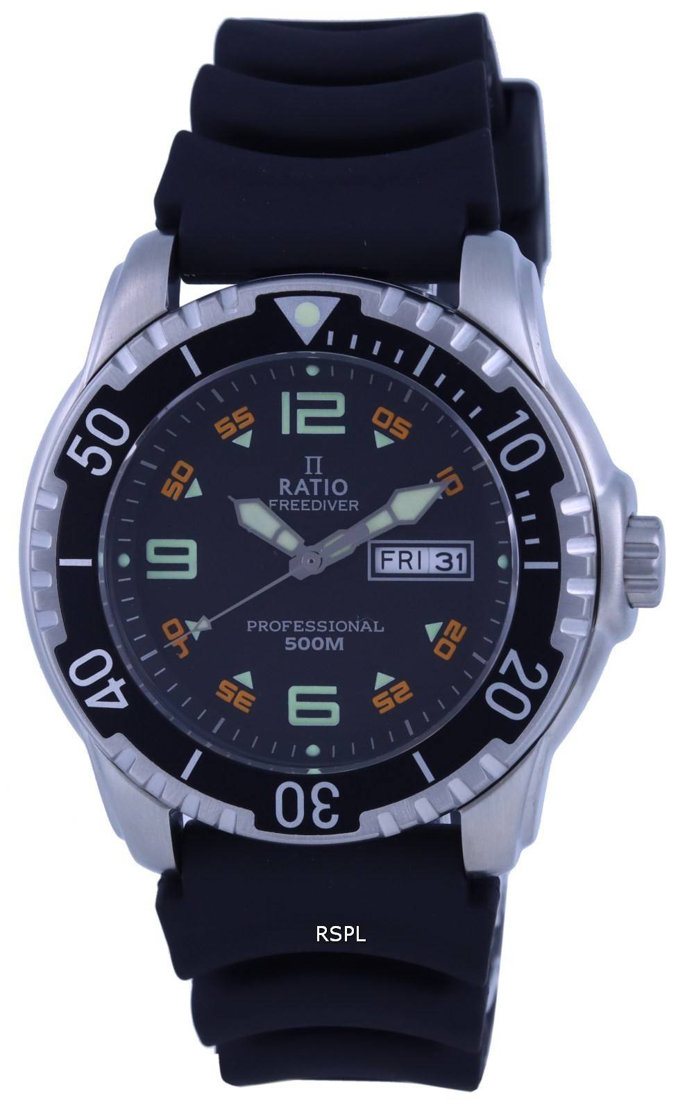 Ratio FreeDiver Black Dial PU-rem Quartz 48HA90-19-BLK 500M herrklocka