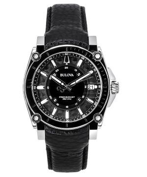 Bulova Icon Precisionist läderrem Grå Urtavla Quartz 96B416 100M herrklocka