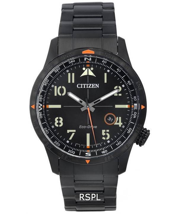 Citizen Eco-Drive rostfritt stål svart urtavla BM7555-83E 100M herrklocka