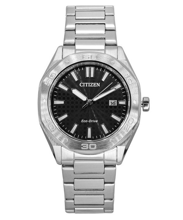 Citizen Eco-Drive rostfritt stål svart urtavla BM7630-80E 100M herrklocka