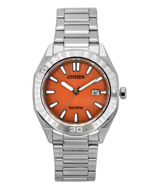 Citizen Eco-Drive rostfritt stål orange urtavla BM7630-80Z 100M herrklocka