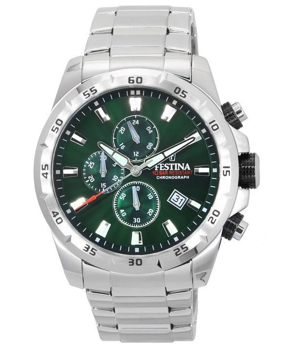 Festina Sports Chorongraph Rostfritt stål Grön Urtavla Quartz F20463-3 F204633 100M herrklocka