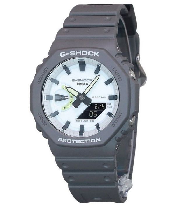 Casio G-Shock Hidden Glow Series Analog Digital Bio Based Resin Armband White Dial Quartz GA-2100HD-8A 200M herrklocka