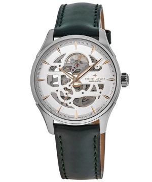 Hamilton Jazzmaster Skeleton Läderrem Vit Urtavla Automatisk H42535810 Herrklocka