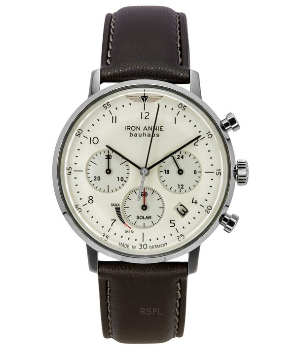 Iron Annie Bauhaus Chronograph Vegansk läderrem Cream Dial Solar 50865n herrklocka