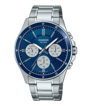 Casio Standard Analog Jon Pläterad Rostfritt Stål Blå Urtavla Quartz MTP-1374D-2A3V Herrklocka