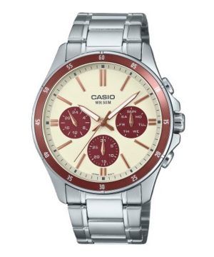 Casio Standard Analog Jon Pläterad Rostfritt Stål Cream Urtavla Quartz MTP-1374D-5A2V Herrklocka