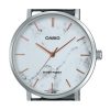 Casio standard analog rostfritt stål marmorinspirerad vit urtavla Quartz MTP-VT01DM-7A herrklocka