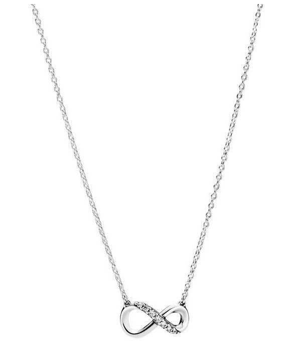 Pandora Moments Infinity Sterling Silver Collier Halsband med klar Cubic Zirconia 398821C01-50 för kvinnor