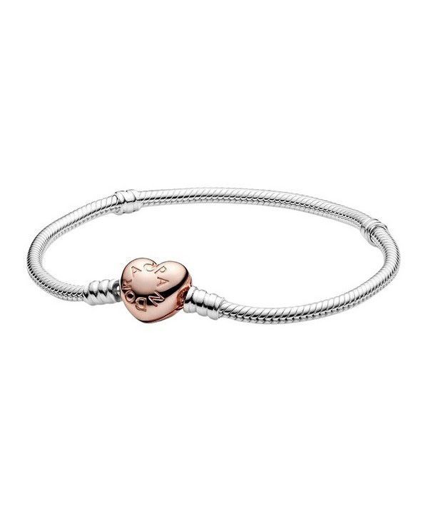 Pandora Moments Hjärtlås Snake Chain Armband 580719-17 för kvinnor