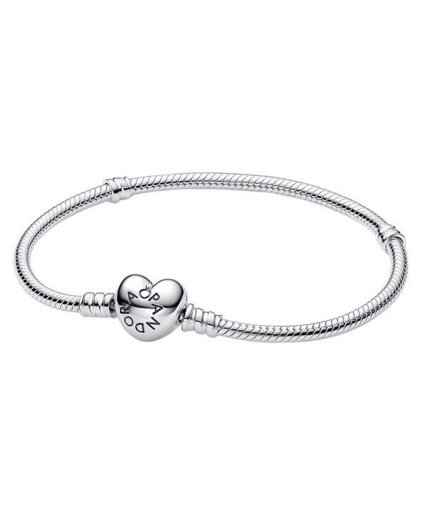 Pandora Moments Silverarmband med hjärtformad lås 590719-17 för kvinnor