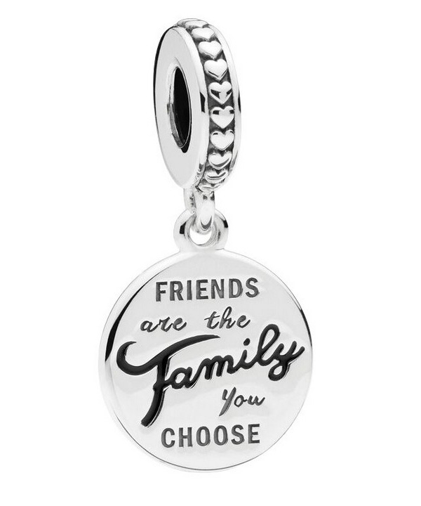 Pandora Friends Are Family Dinglar Charm med svart emalj 798124EN16 för kvinnor