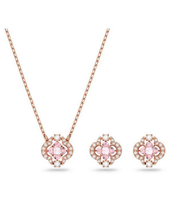 Swarovski Una Rose Gold Tone Pläterad Och Zirconia Halsband och örhängen Set 5516488 För kvinnor