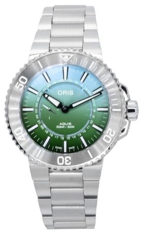 Oris Aquis Analog Limited Edition Green Dial Automatic Diver's 01 743 7734 4197-set 300M herrklocka med gummiband