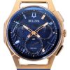 Bulova Marc Anthony CURV Chronograph gummiband Blue Dial Quartz 97A185 Herrklocka