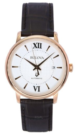 Bulova Hudson Läderrem Silver Urtavla Automatisk 97B225 Herrklocka