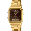 Casio Vintage Analog Digital Gold Tone Rostfritt stål Brun Urtavla Quartz AQ-230GA-5A unisexklocka