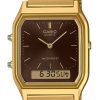 Casio Vintage Analog Digital Gold Tone Rostfritt stål Brun Urtavla Quartz AQ-230GA-5A unisexklocka