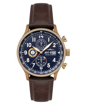 AVI-8 Hawker Hurricane Classic Chronograph Läderrem Admiral Blue Dial Quartz AV-4011-0O herrklocka