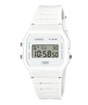 Casio Pop digital biobaserad vit hartsrem Quartz F-91WB-7A 100M unisexklocka