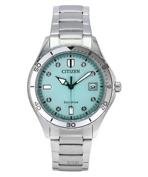 Citizen Marine Eco-Drive Crystal Accenter Rostfritt stål Grön urtavla FE6170-88L 100M Damklocka