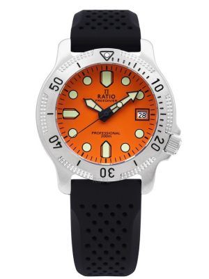 Ratio FreeDiver Professional Sapphire Orange Dial Kvarts RTF025 200M herrklocka