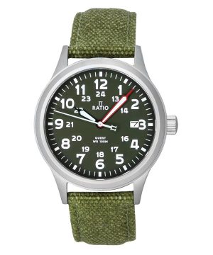 Ratio Quest Märs Field Watch Sapphire Canvas Armband Khaki Green Dial Quartz RTQ029 100M Lewis And Clark Edition