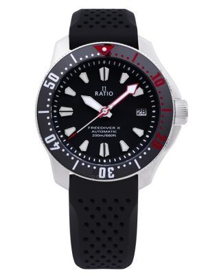 Ratio FreeDiver X Marine Black With Black Ceramic Inlay Automatic Diver RTX001 200M herrklocka