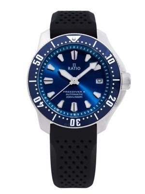 Ratio FreeDiver X Ocean Blue med blå keramikinlägg Automatisk RTX003 200M herrklocka