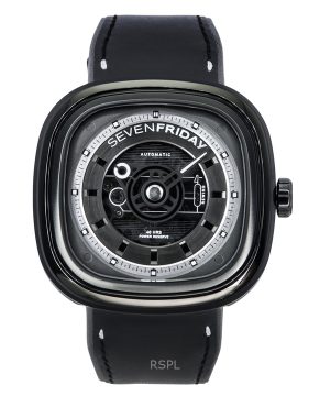 Sevenfriday T-Series NFC-aktiverad läderrem Svart Skeletturtavla Automatisk T1/04 SF-T1-04 herrklocka