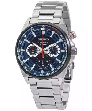 Seiko Conceptual Chronograph Rostfritt stål Blue Dial Quartz SSB407P1 100M herrklocka