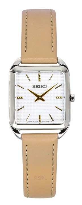 Seiko Analog Läderrem Beige Urtavla Quartz SWR089P1 Damklocka