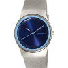 Renoverad Skagen Sol Rostfritt stål Mesh Ocean Blue Dial Solar Powered SKW3024 Damklocka