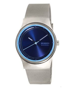 Renoverad Skagen Sol Rostfritt stål Mesh Ocean Blue Dial Solar Powered SKW3024 Damklocka