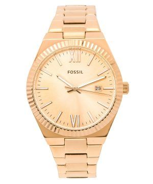 Renoverad Fossil Scarlette Rose Gold Rostfritt stål Rose Gold Sunray Dial Quartz ES5258 Damklocka