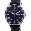 Renoverad Victorinox Fieldforce Leather Black Dial Quartz 241846 100M herrklocka