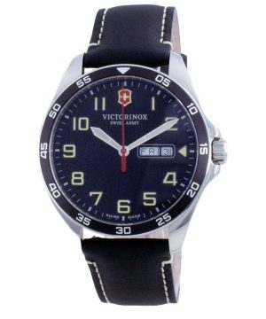 Renoverad Victorinox Fieldforce Leather Black Dial Quartz 241846 100M herrklocka