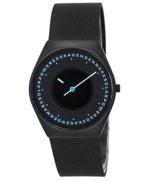 Renoverad Skagen Grenen Solar Halo Midnight Rostfritt stål Mesh Black Dial SKW6874 Herrklocka