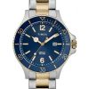 Renoverad Timex Harbourside Blue Dial Two Tone Stainless Steel Quartz TWG019600 Herrklocka