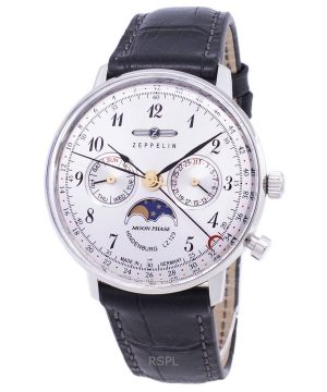 Renoverad Zeppelin LZ 129 Hindenburg Silver Dial Germany Made Quartz 70371 Herrklocka