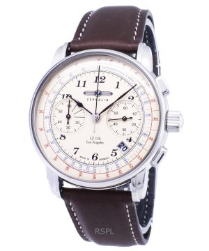 Renoverad Zeppelin LZ126 Chronograph Beige Dial Germany Made Quartz 76145 Herrklocka