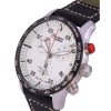 Renoverad Zeppelin Eurofighter Chronograph Läderrem Beige Urtavla Quartz 72985 100M Herrklocka