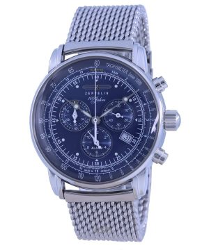 Renoverad Zeppelin 100 Jahre Ed.1 Chronograph Blue Dial Quartz 7680M3 herrklocka