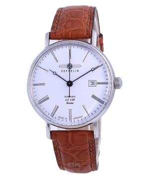 Renoverad Zeppelin LZ120 Rome White Dial Läderrem Automatisk 71541 Herrklocka