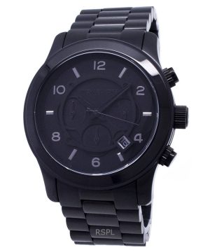 Renoverad Michael Kors Runway Chronograph rostfritt stål Black Dial Quartz MK8157 100M herrklocka