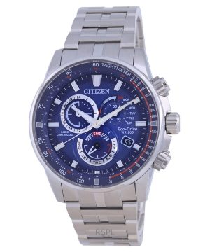 Renoverad Citizen PCAT radiostyrd kronograf Blue Dial Eco-Drive Diver's CB5880-54L 200M herrklocka